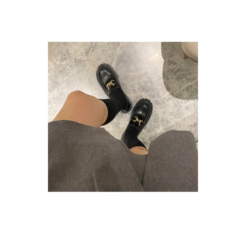 Wonderful Couple Loafers 5cm Women's Black-13
