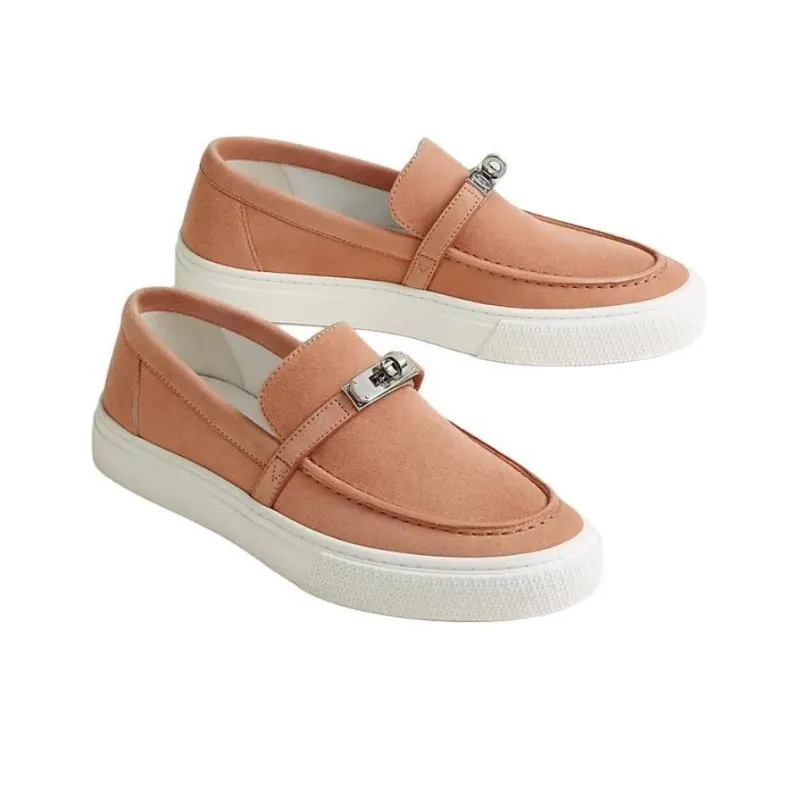 HERMES Game Loafers Women's Pink-2