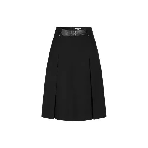 JZ. ANNAKRO Casual Long Skirts Women's Plain Black