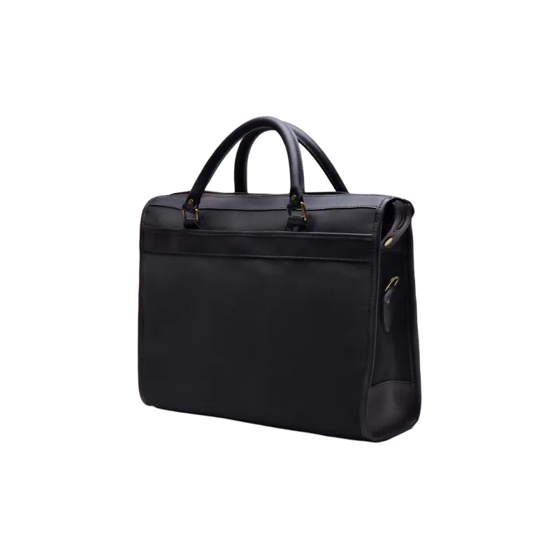 ETTINGER Elastic Cotton Drill Briefcase, Shoulder Bag, Crossbody Bag, Handbag Unisex Black-1