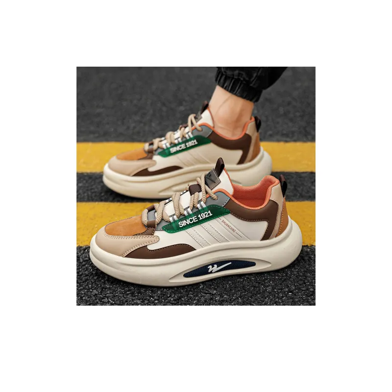 Binary Cushioning Abrasion Resistant Support Lightweight Rebound Low Top Casual Shoes Men's Beige Brown-8