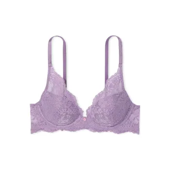 Victoria's Secret Fantasy Collection Dream Angels Lace Lightly Lined Plunge Bra / Frozen Plum Bra Women's Frozen Plum