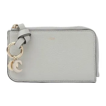 Chloe Alphabet Grained Leather Coin Purses Wallets Women's Dusty Blue