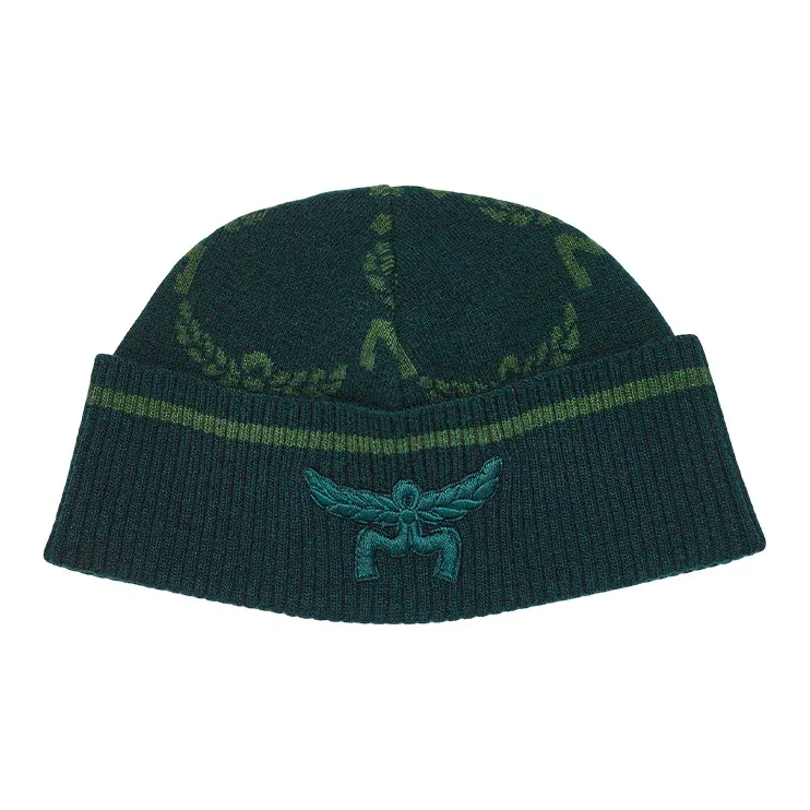 MCM Wool Knitted Fabric Beanies Unisex Sky Blue Green-4