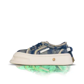 HOOF GOLDMINE 24SSHOOF Horseshoe Shoes | Fluorescent Denim Series Canvas Shoes Unisex Low Top Blue/Beige Yellow