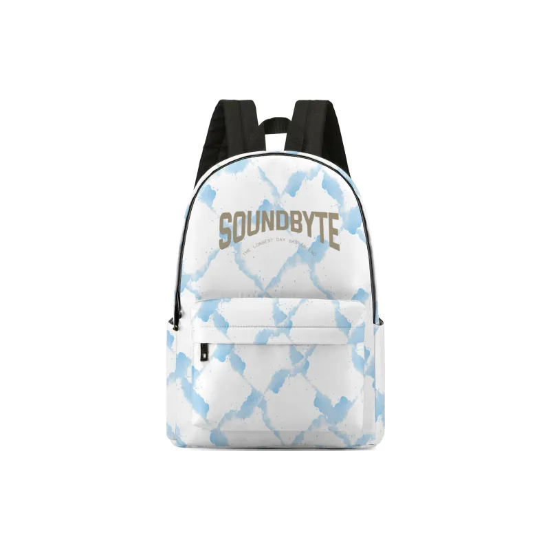 Soundbyte × ONRF Collaboration Polyester Students Backpack Laptop Bag Regular Unisex White-36