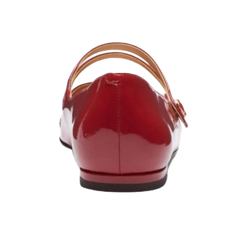 COACH Flat Mary Jane Shoes Women's Red-4