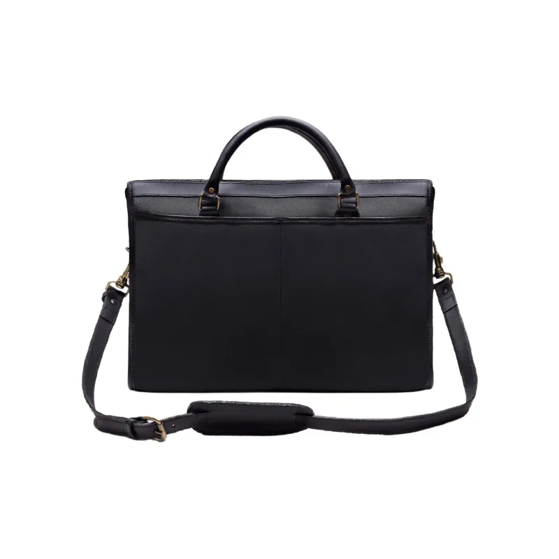 ETTINGER Elastic Cotton Drill Briefcase, Shoulder Bag, Crossbody Bag, Handbag Unisex Black-3