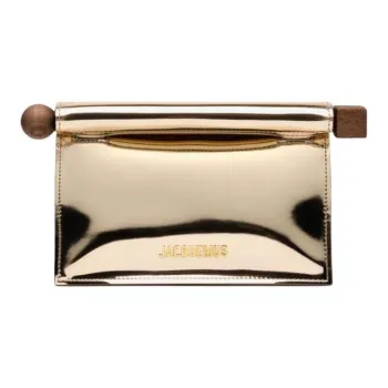 Jacquemus Logo Plaque Metallic Clutch Bag