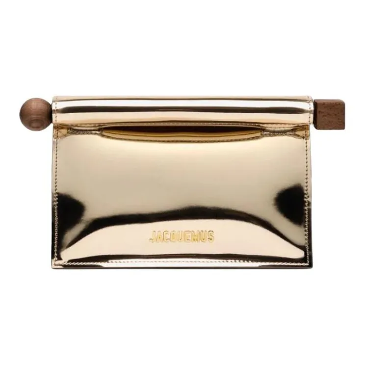 Jacquemus Logo Plaque Metallic Clutch Bag-0
