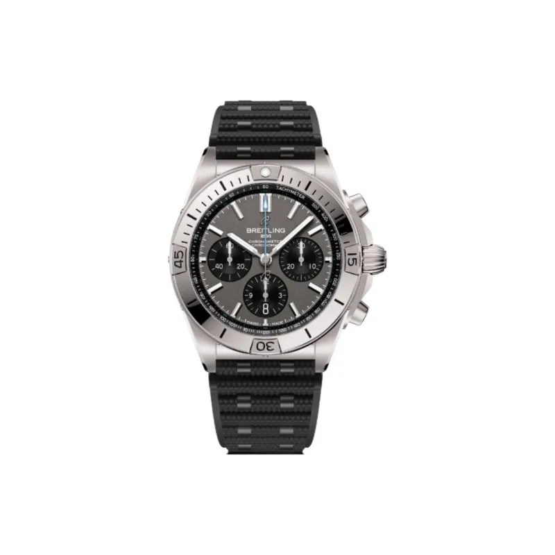 BREITLING Automatic Mechanical Movement Men's Watches Watch 42mm Gray Dial Titanium Watch Case Rubber Strap-0