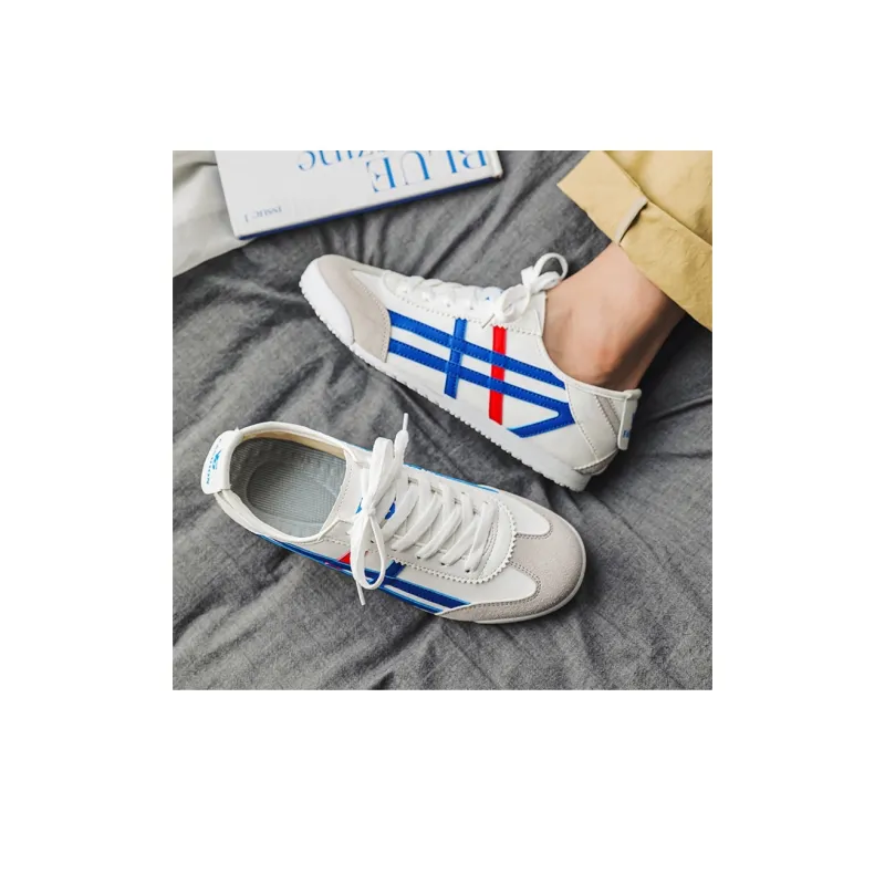 SHUXIAOBEI Low Top Casual Shoes Unisex White Blue-3