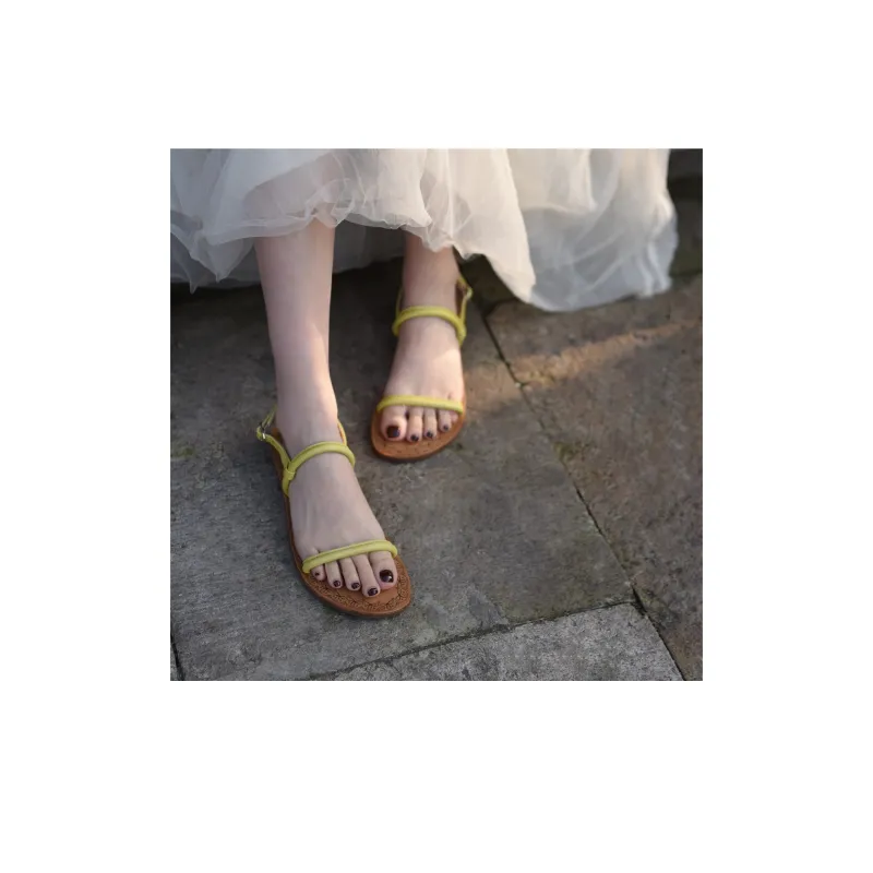 ARTMU Beach Sandals Women's Apricot/Grass Green/Khaki-17