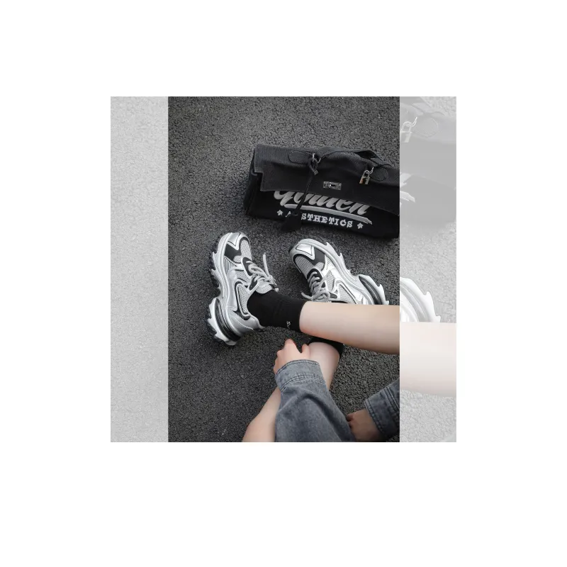 BAFFN Slip Resistant Breathable Height Increasing Low Top Chunky Sneakers Women's Silver-1