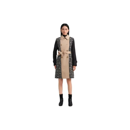 Blood Glitter Trench Coats Women's Khaki