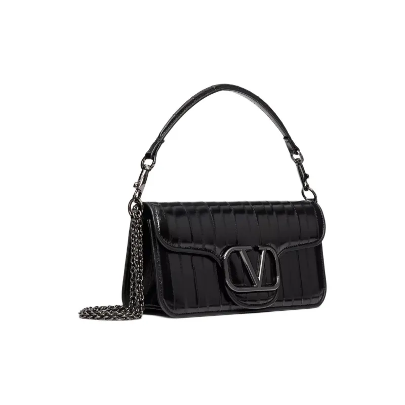 Valentino GARAVANILocò Eel Skin Portable Crossbody Bag, Shoulder Bag Women's Black-1