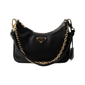 PRADA Re Edition Leather Handbag, Shoulder Bag Mini Women's Black