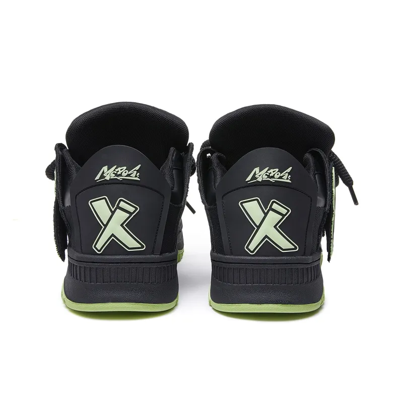 MC DOS Anti Slip And Wear Resistant Height Increasing Low Top Skateboard Shoes Unisex Black Green-3