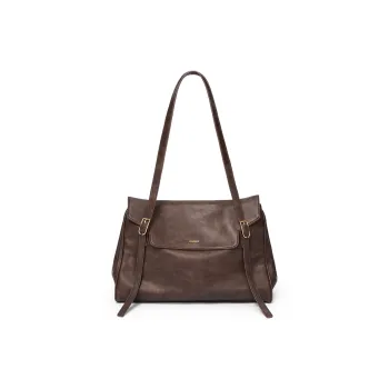 JONBAG PU Tote Versatile Commute Shoulder Bag Large Size Women's Polished Brown