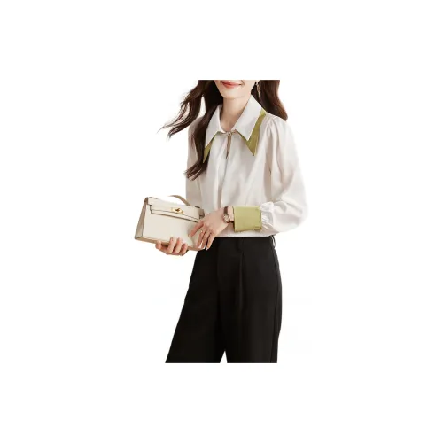 Korean style Chiffon Shirts Women's White