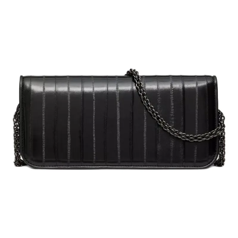 Valentino GARAVANILocò Eel Skin Portable Crossbody Bag, Shoulder Bag Women's Black-4