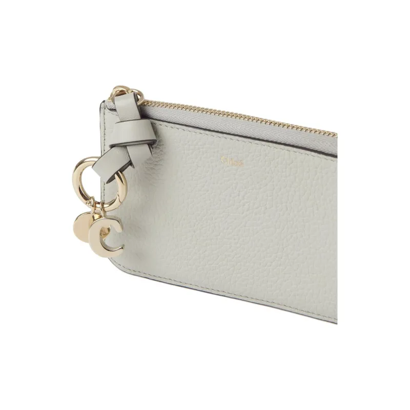 Chloe Alphabet Grained Leather Coin Purses Wallets Women's Dusty Blue-4
