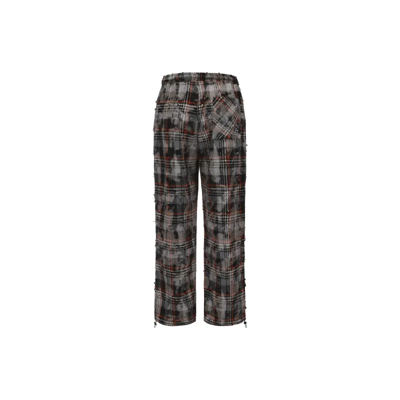 NSTNEW START Casual Pants Unisex Dark Gray Brown Plaid-1