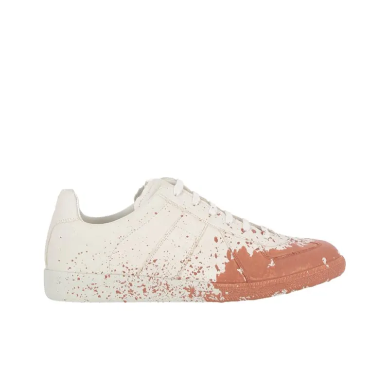 Maison Margiela Replica Low Top Stylish Skateboarding Shoes Men's White Orange-1