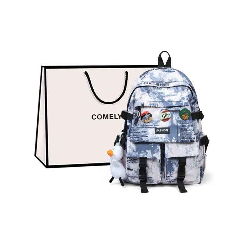 COMELY Fabric Backpack Medium Size Unisex Ecru-6