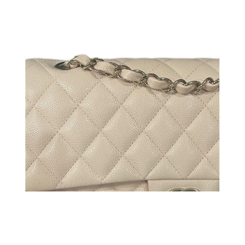 CHANEL Classic Flap CF Calfskin Flap Bag, Crossbody Bag, Shoulder Bag Women's Beige-1