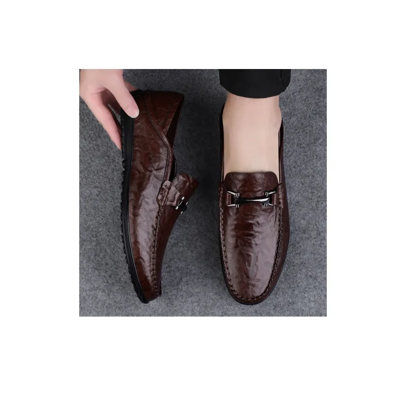 King Jinmai Gommino Loafers Men Black/Dark Brown-16