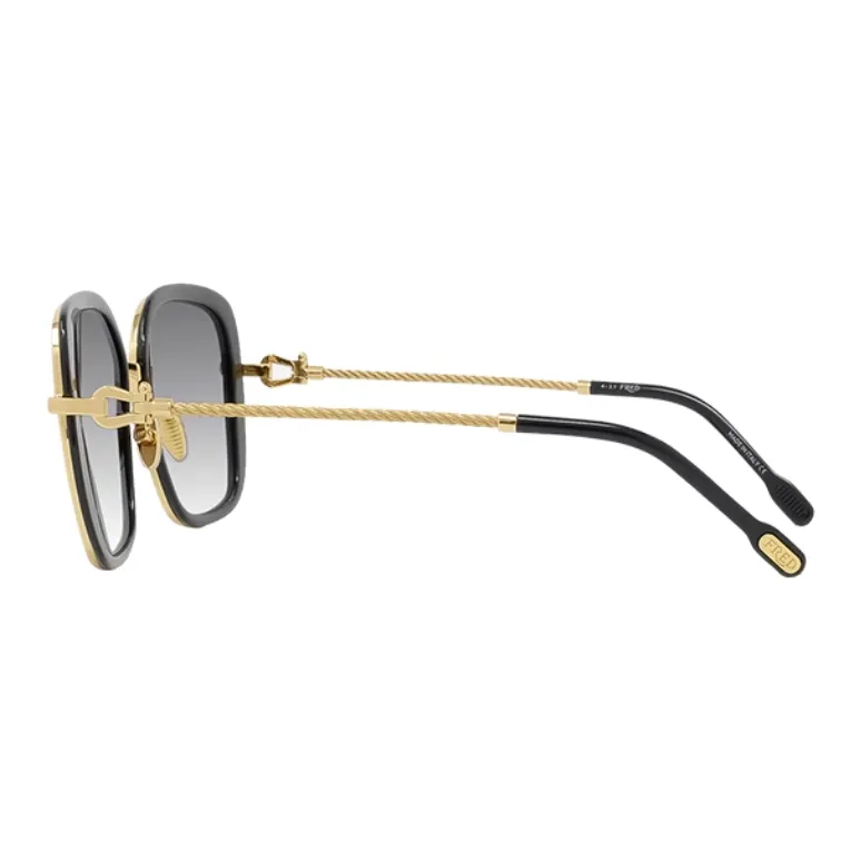 FRED Metal Acetate Irregular Shape Sunglasses Unisex Gold-3