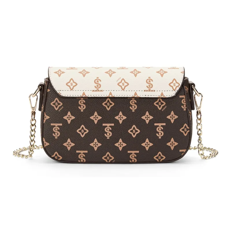 ST&SAT PVC With Synthetic Leather Shoulder Bag, Crossbody Bag, Small Square Bag Regular Women's Coffee/Ecru-7