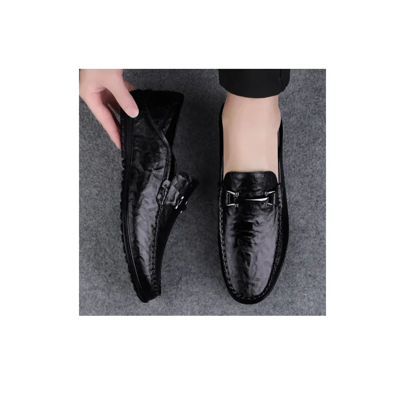King Jinmai Gommino Loafers Men Black/Dark Brown-7