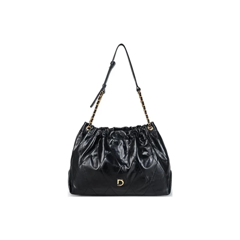 DISSONA Cow Leather One Shoulder Handbag Women's Black/White-0