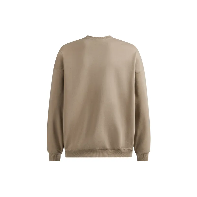 CHINISM Loose Fit Crew Neck Sweatshirt Unisex Brown-1