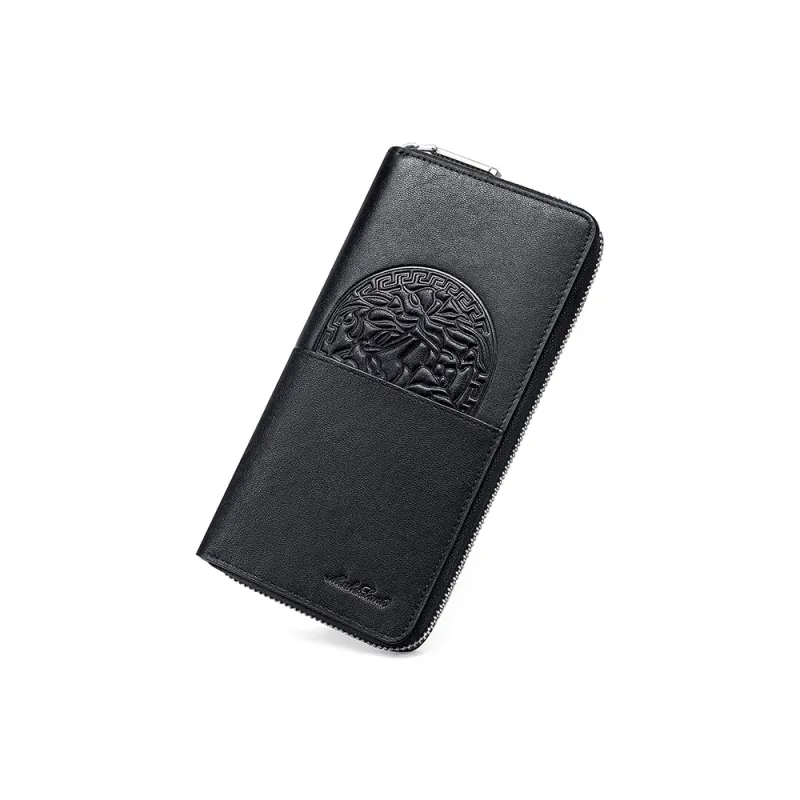 MashaLanti Top Grain Cow Leather Synthetic Leather Multiple Card Slots Card Holder Wallet Regular Men's Black-2