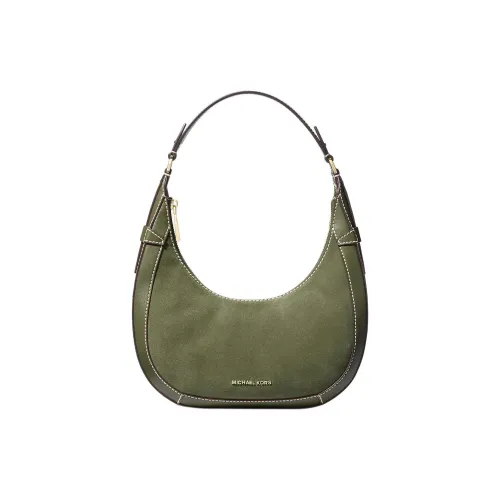 MICHAEL KORS Suede New Moon Shape Handbag Shoulder Bag Small Size Women's Olive Green