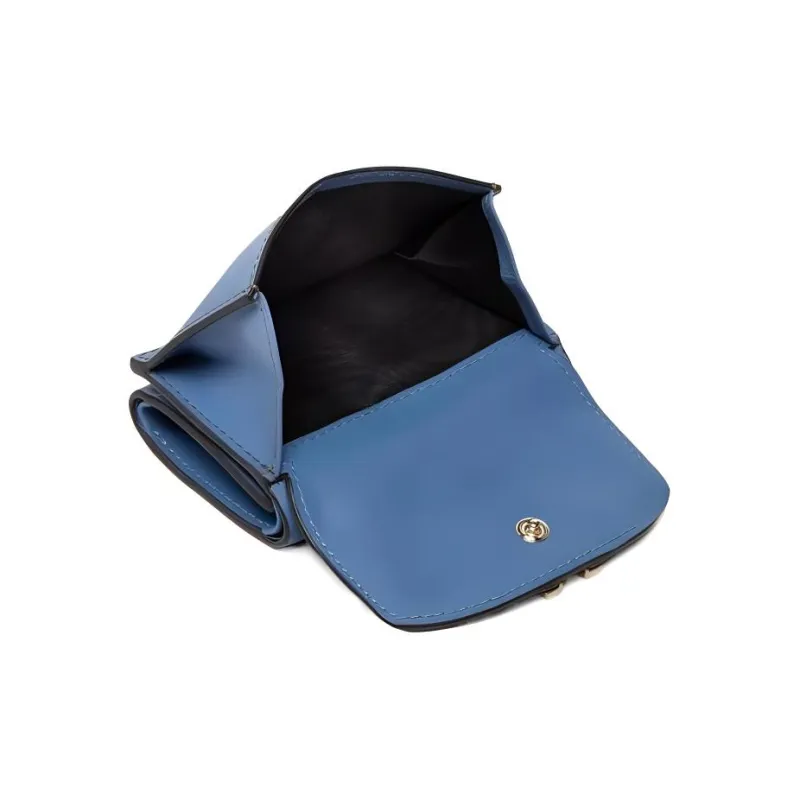 Furla Primula Grained Cow Leather Card Holder Wallet Women's Blue-3
