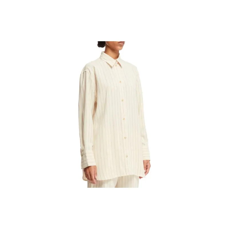 TOTEME Round Hem Pinstriped Shirt-2