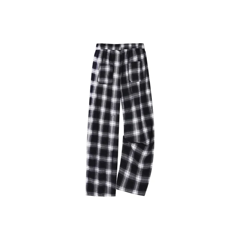 SPONGEBOB SQUAREPANTS Casual Pants Unisex Black Plaid-1