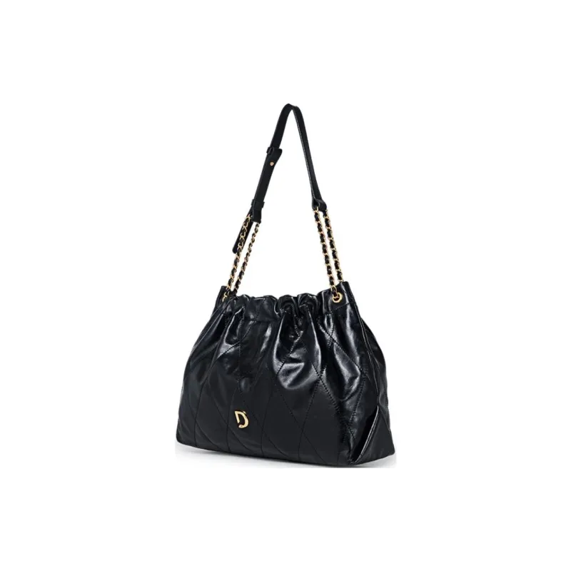 DISSONA Cow Leather One Shoulder Handbag Women's Black/White-1