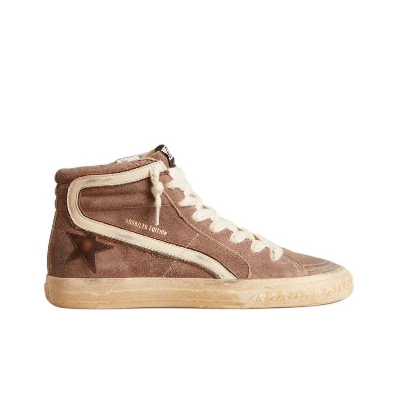 Golden Goose Slide High-Top Skateboard Shoes Men's Brown-1