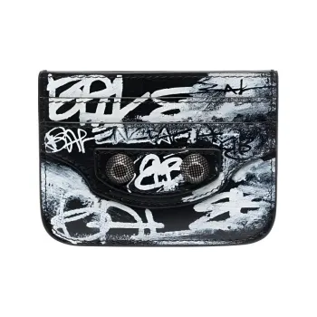 Balenciaga Le Cagole Calfskin Card Holder Women's Black/White