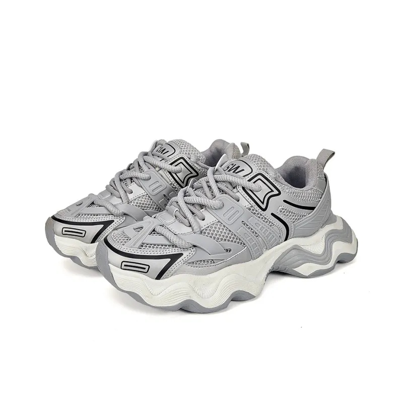 GNVA Paris Style Beige Trendy Shoes Fashion Hip Hop Style Trendy Shoes Breathable Low Top Chunky Sneakers Men's-7
