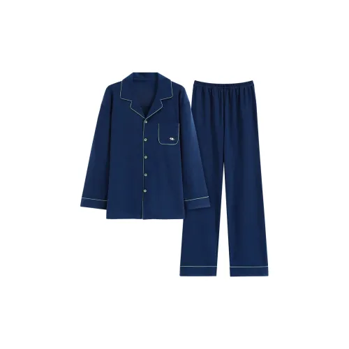 Qiao Ni Tong Pajama Set Men's Navy Blue
