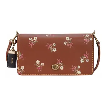 COACH Dinky Leather Shoulder Bag Crossbody Bag Medium Size Women's Brown