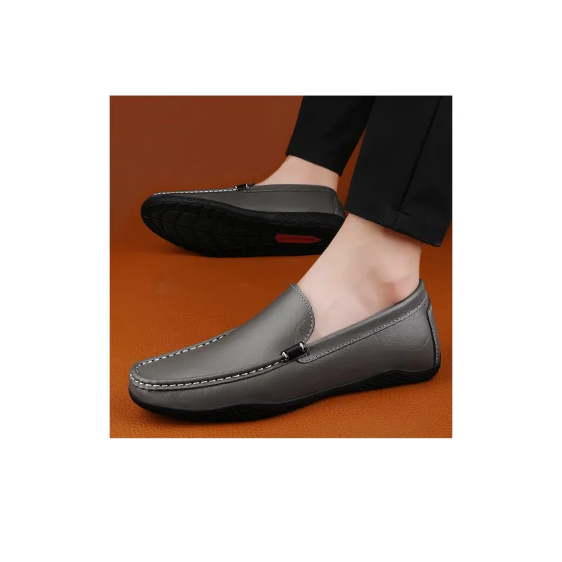 Bull charm Gommino Loafers Men Black/Gray-1