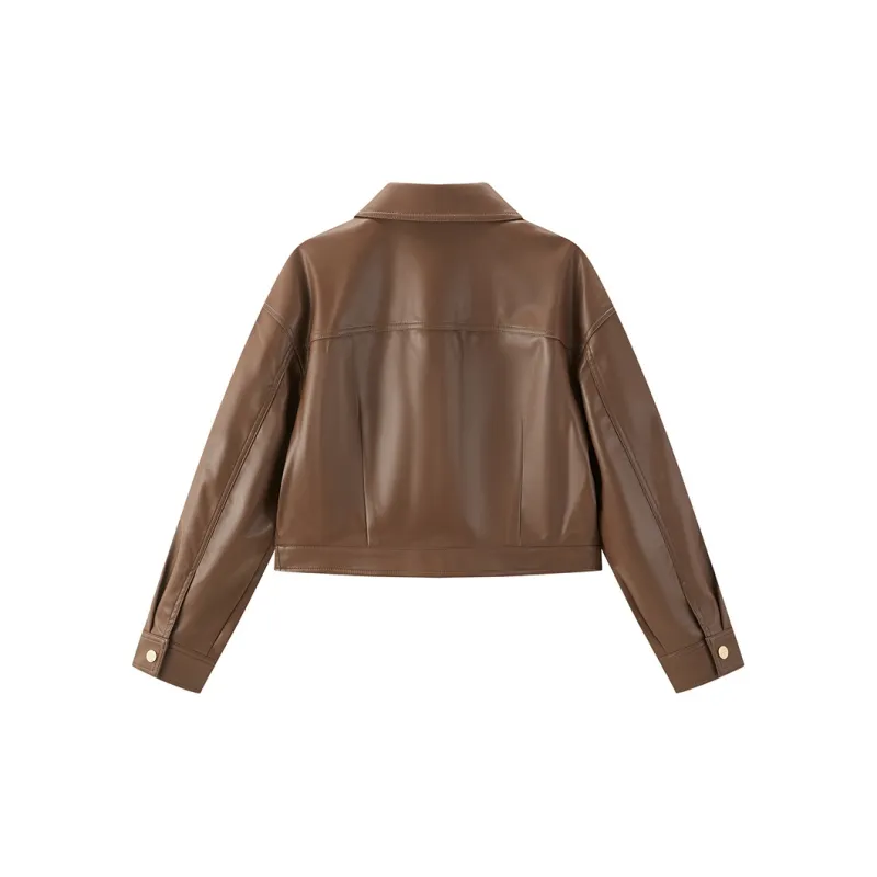 PEACEBIRD Leather Jacket Women's-1