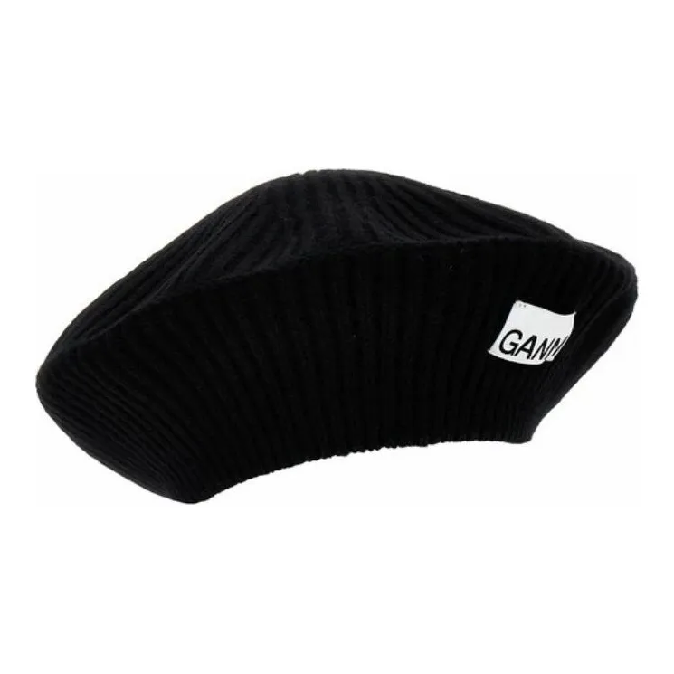 GANNI Logo Patch Ribbed Knit Hat-2